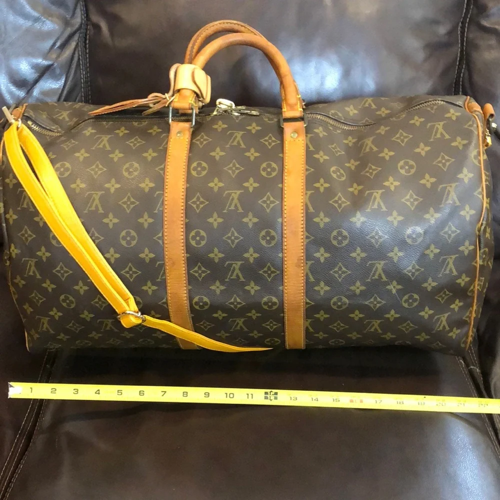 LOUIS VUITTON Monogram LV55 Keepall Bandolier Strap Luggage Tag Lock Key VI8902
